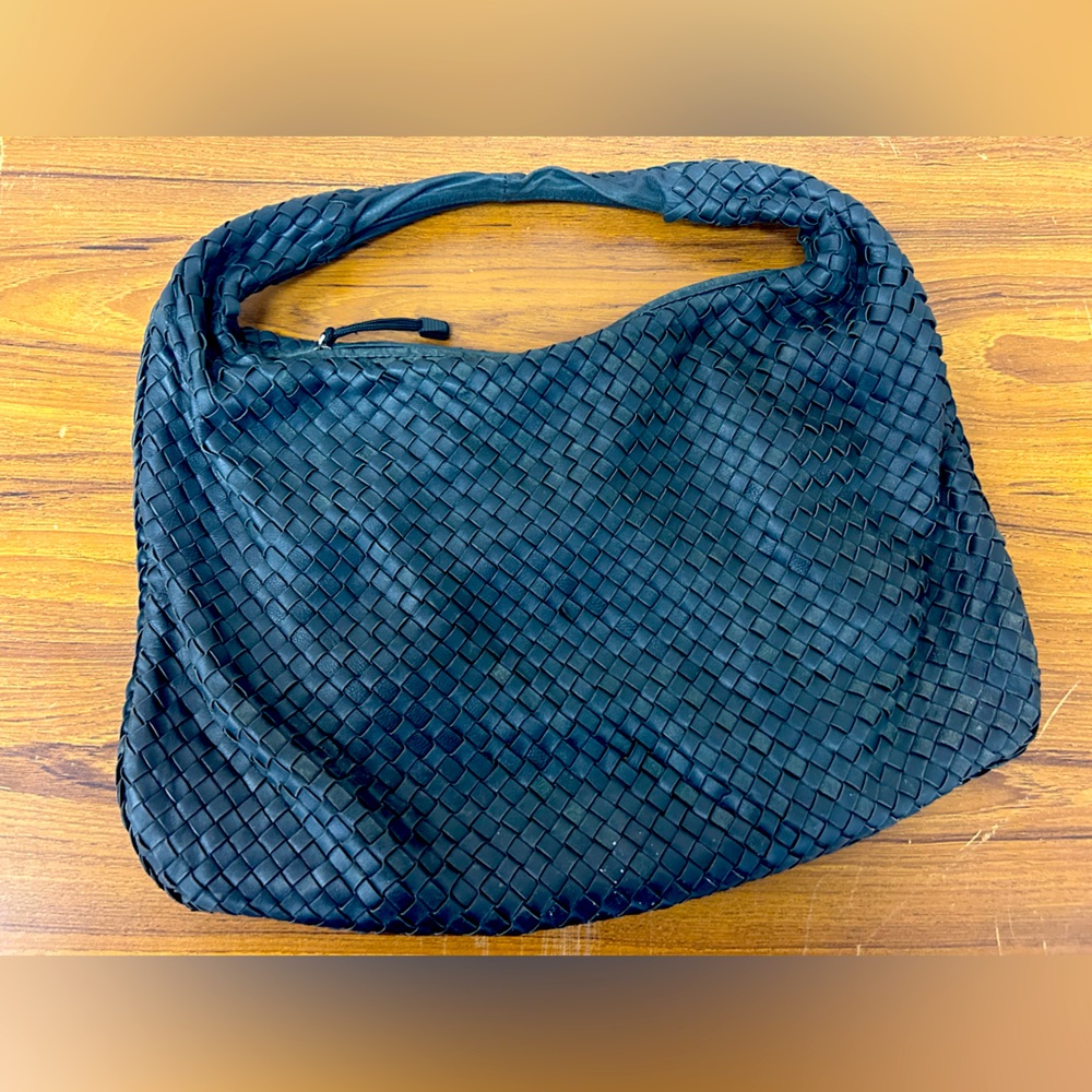 Bottega Veneta Large Hobo Intrecciato Napa Black Leather Shoulder Bag